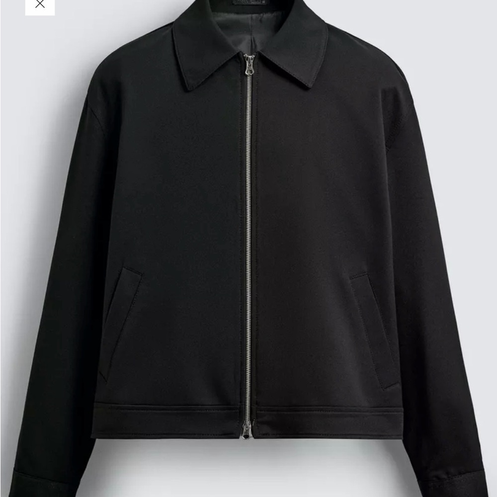 Men's Black Zara Zip-Up Regular Fit Overshirt Jacket - MEDIUM